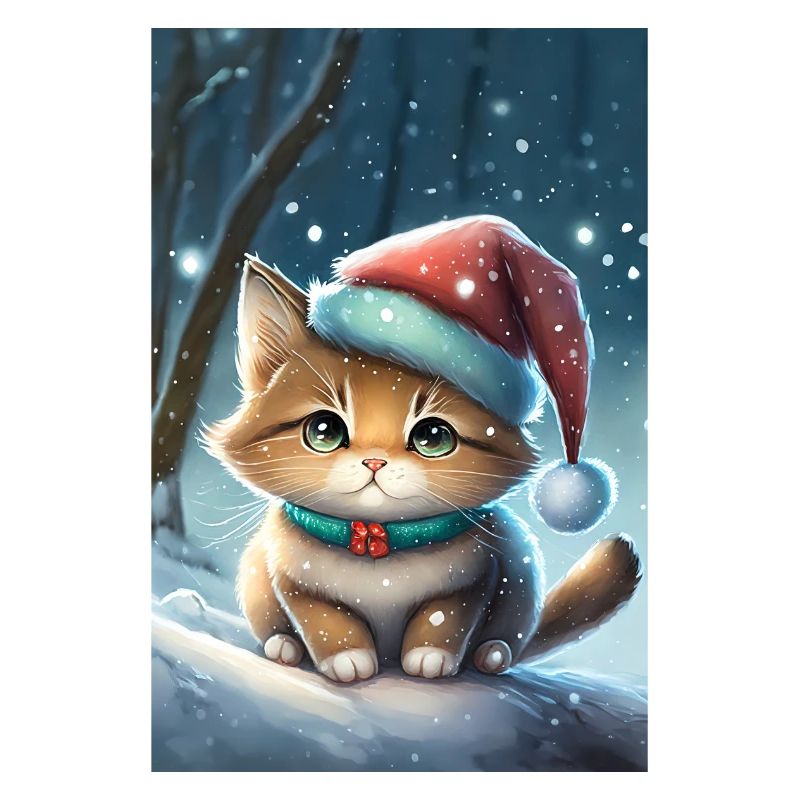 chat mignon, poster chat, affiche noël