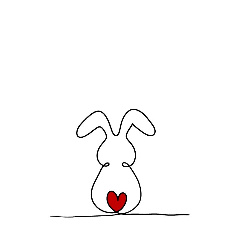 Lapin à une ligne avec queue rouge