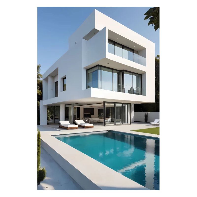 White villa with pool
