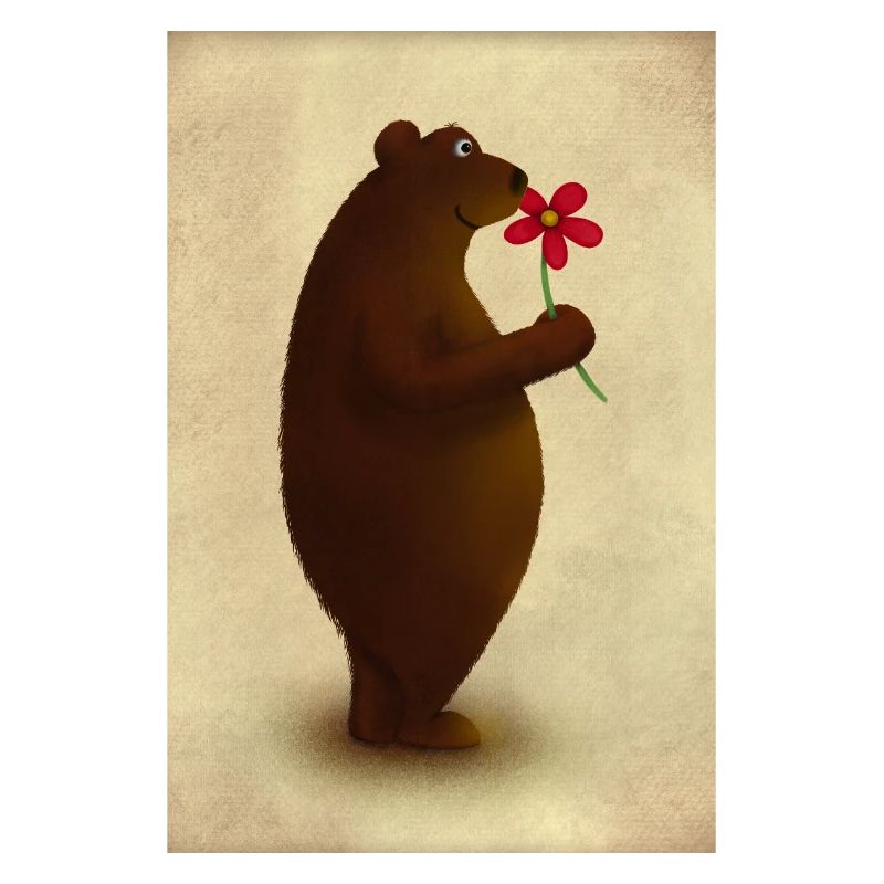 Ours à fleur rouge