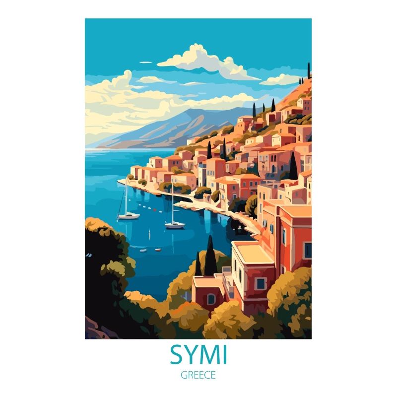 affiche rétro Symi Grèce