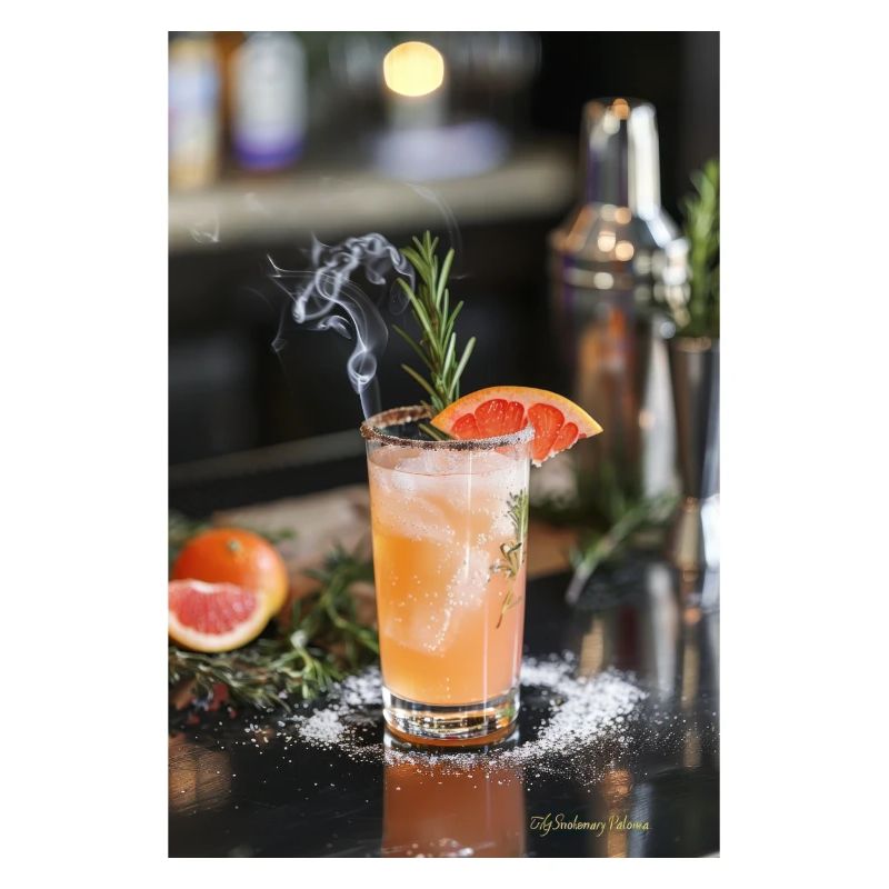 Rauchiger Grapefruit-Cocktail mit Rosmarin-Garnitur