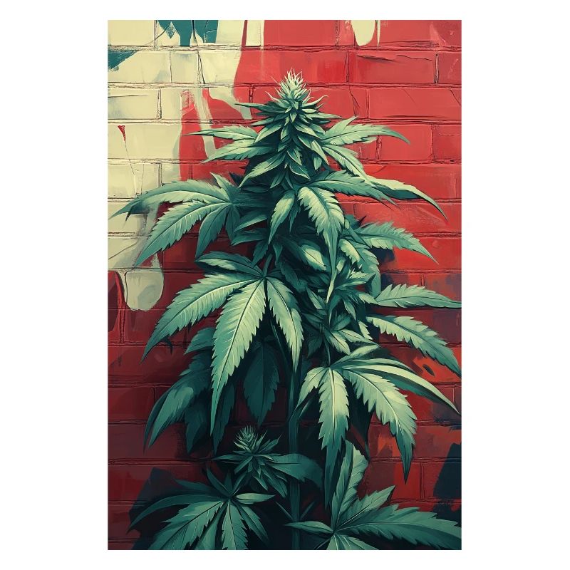 Graffiti de cannabis Mur Vert
