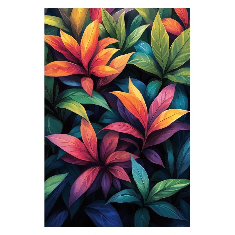Neon Tropical Leaves Pattern