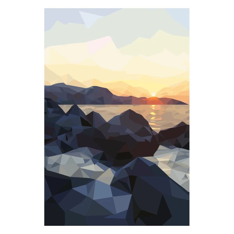 Polygon Sunset – Stone beach in the evening light