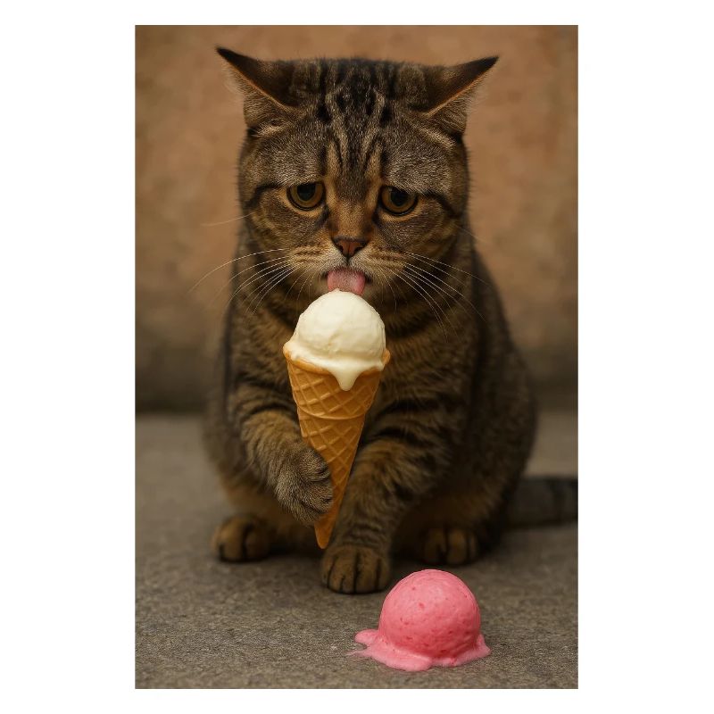 Chats Glace Crème Glace Cône Mud Expression faciale