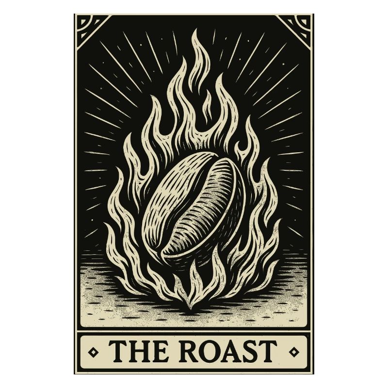 Vintage Coffee Bean Roast Tarot Card Illustration