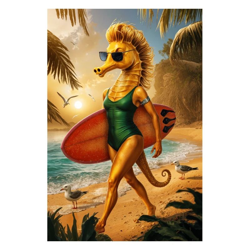 Surfer Humanoides Seepferdchen