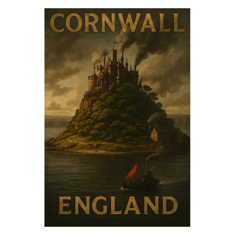 Cornwall Angleterre – Affiche de voyage Steampunk