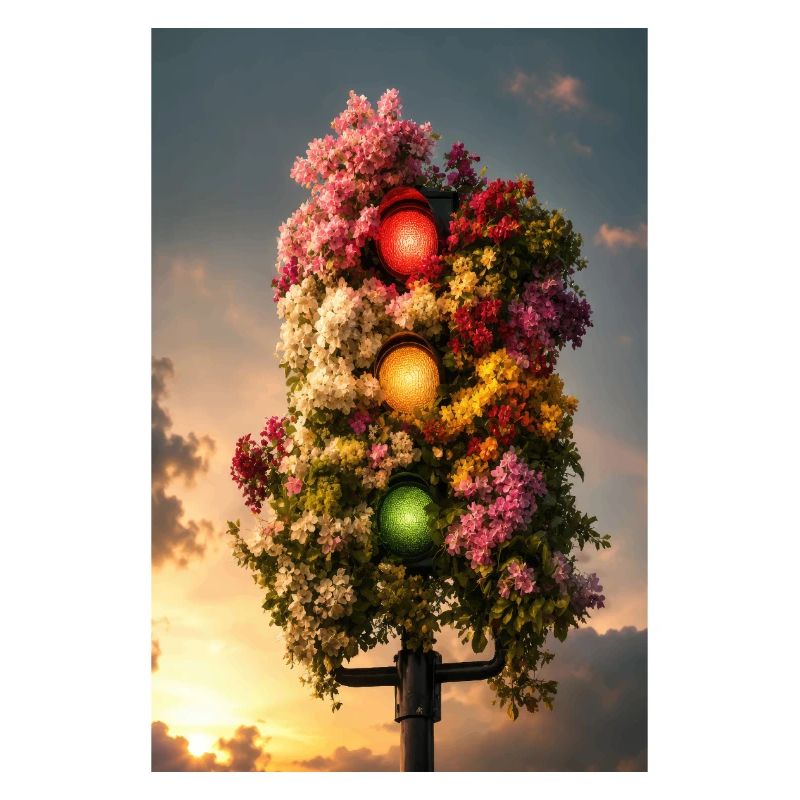 Lumière florale de feu de circulation