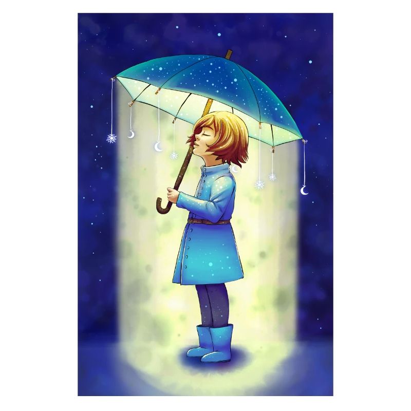 Poster Mädchen mit Regenschirm