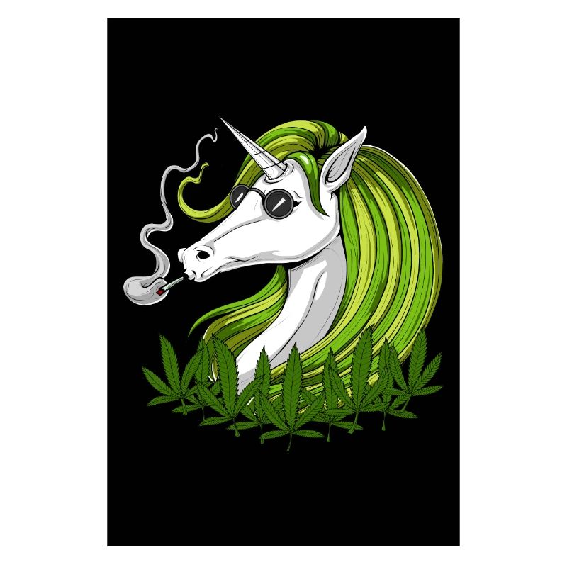 Hippie Einhorn raucht Gras