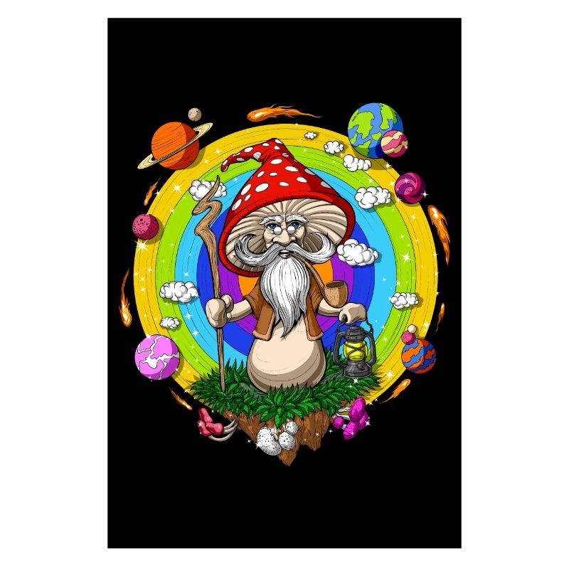 Magicien des champignons hippies psychédéliques