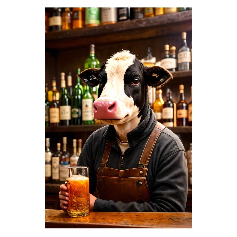 Mucca in un bar