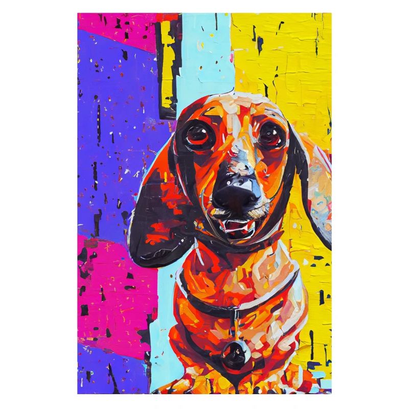 Modernes Pop-Art Print | Dackel mit Graffiti Bunt