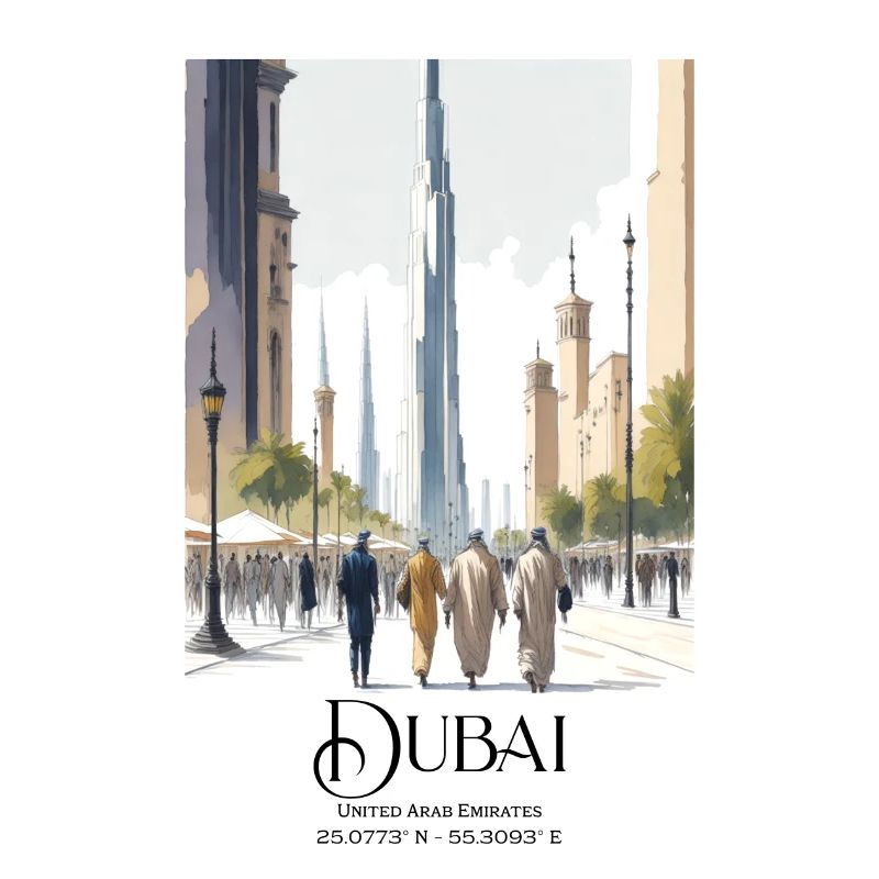 Les gens marchent devant le Burj Khalifa à Dubaï