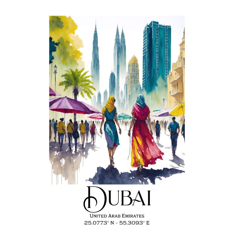 Les femmes au marché du souk devant Burj Khalifa à Dubaï