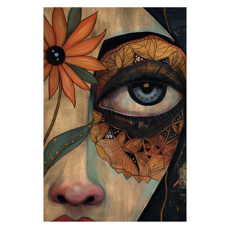 Yeux noirs et fleur