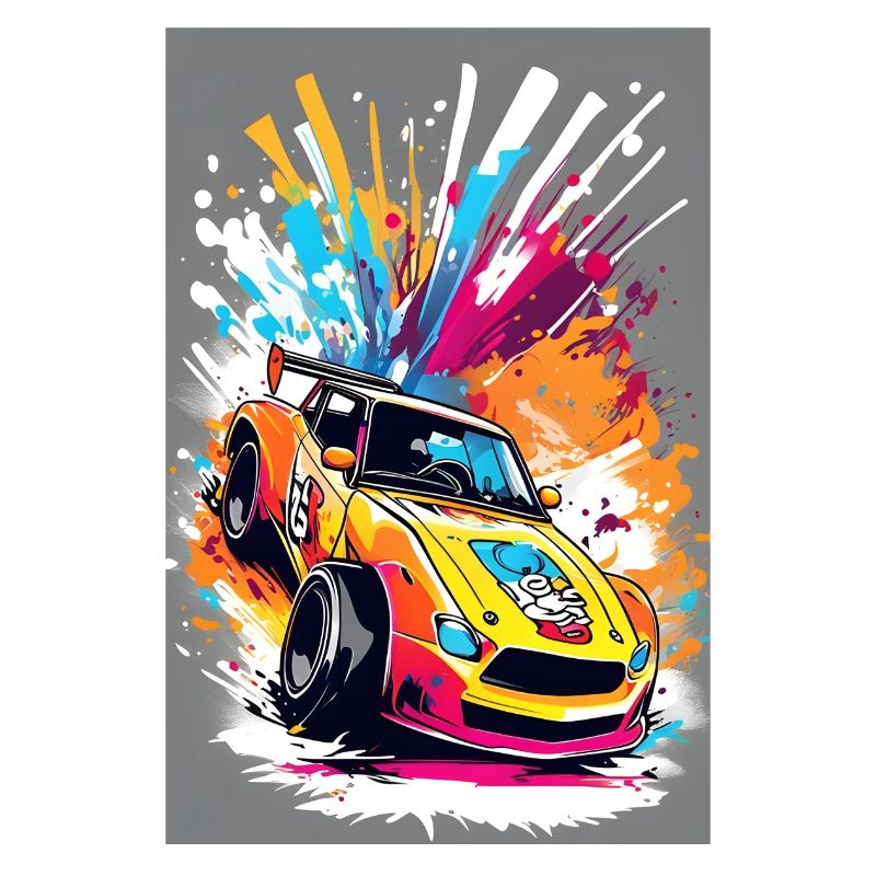 Retro Drift Car - Lebendige Racing Splash Kunst