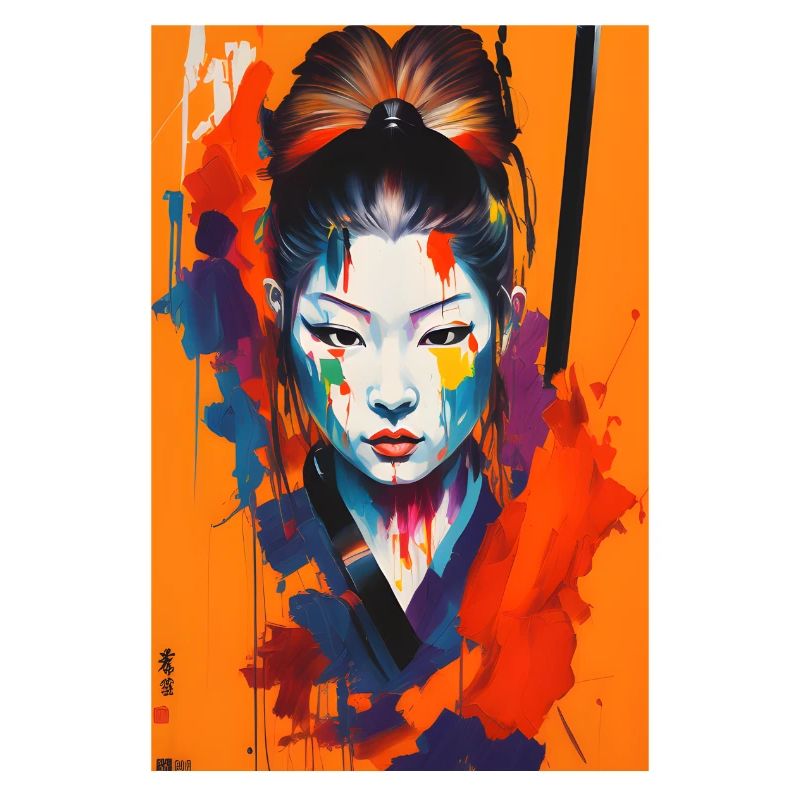 Samurai Kriegerin – Auffällige Spritzer Kunst