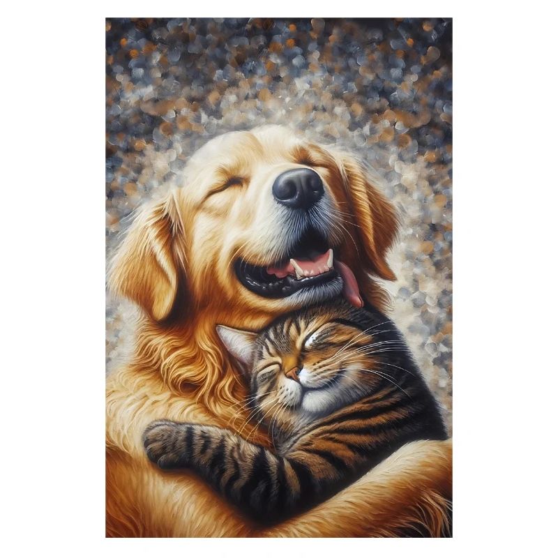 Hund kuschelt mit einer Katze