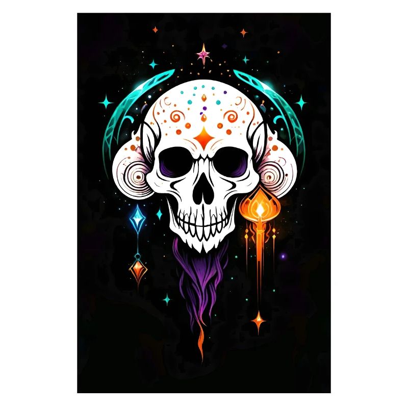 Schädel mit Knochen Kopfhörer