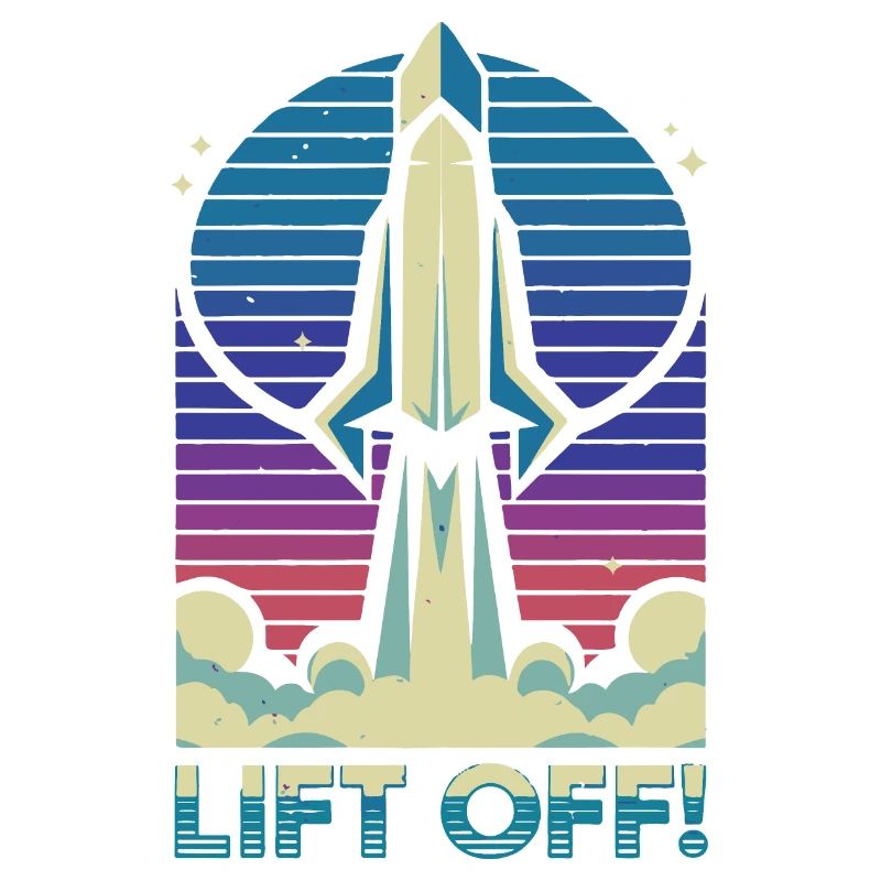 Retro Rocket Launch Illustration