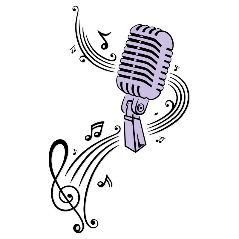 Music, clef with retro microphone