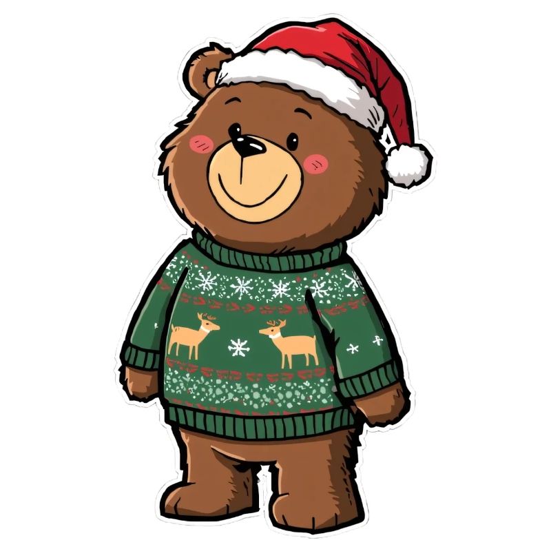 Ours mignon avec pull de Noël