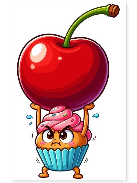 Kirsche Kraft Cupcake Held