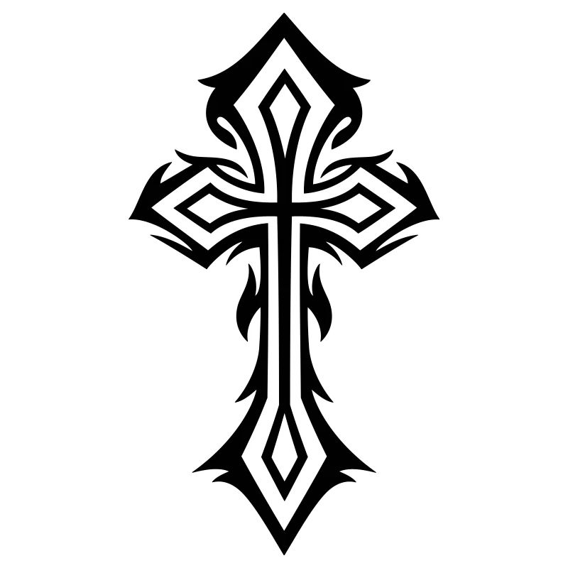 Cross, Crucifix, with thorns, gothic style.