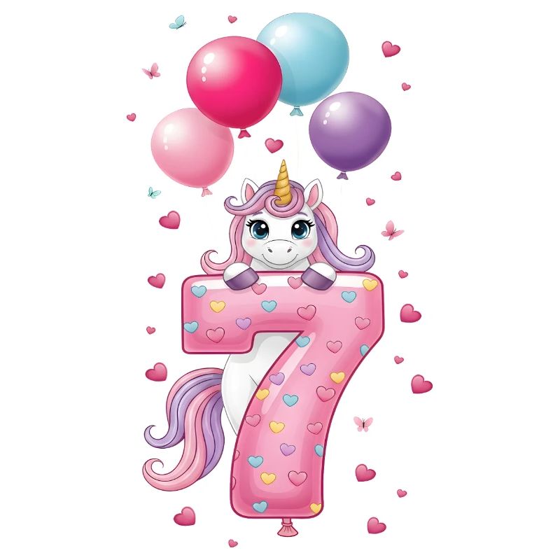 7 Jahre Mädchen Süßes Einhorn 7. Geburtstag