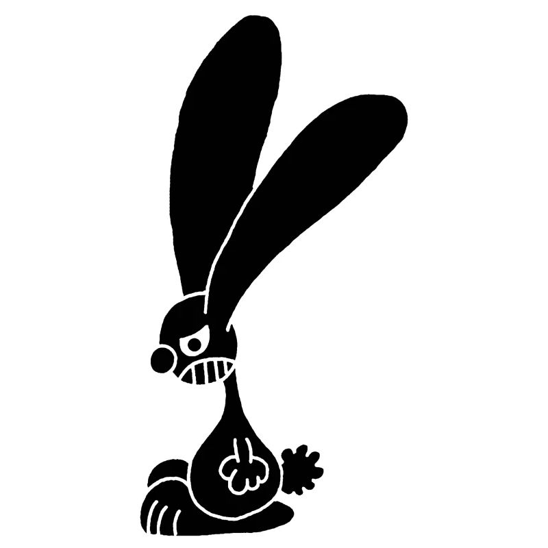 Grumpy black rabbit