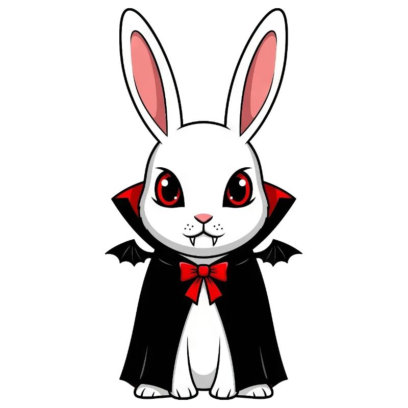 Mignon Halloween Lapin Vampire Chibi Dessin animé