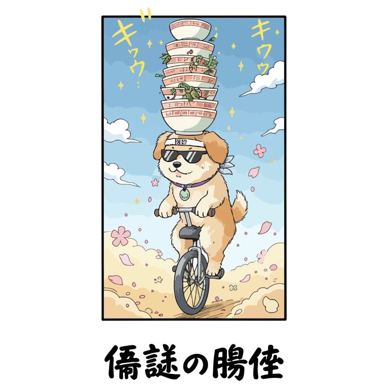 Noodle Stack Pup sur monocycle
