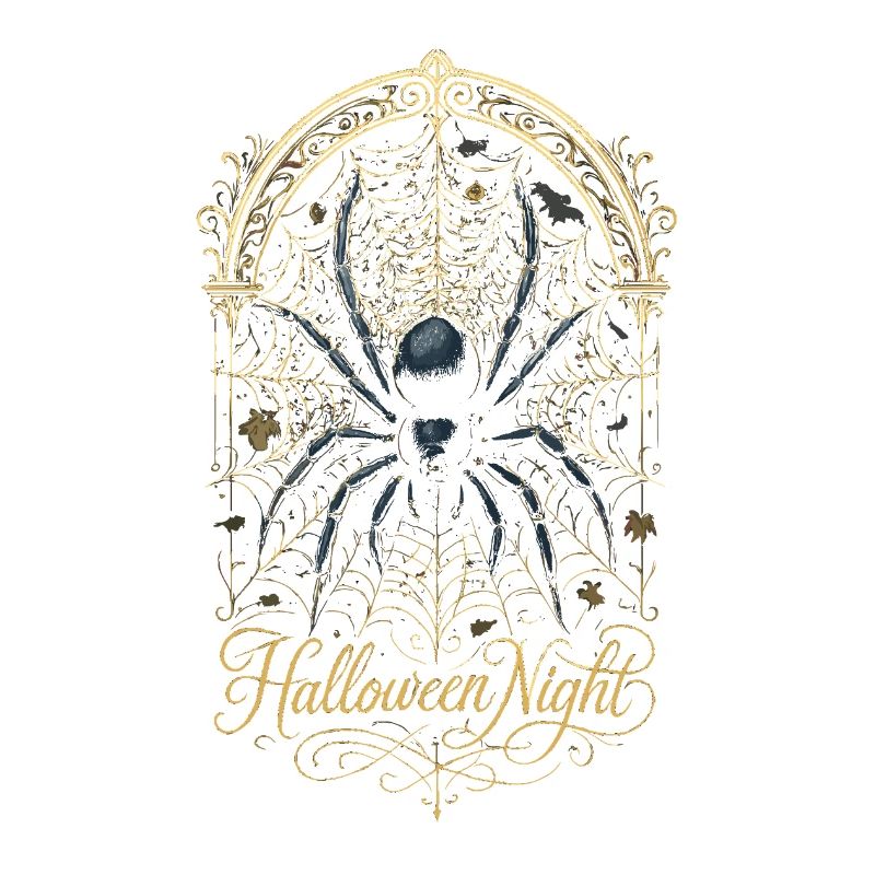 Araignée Halloween Nuit - Arachnide Toile Dorée