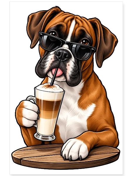Boxer mit Latte Macchiato