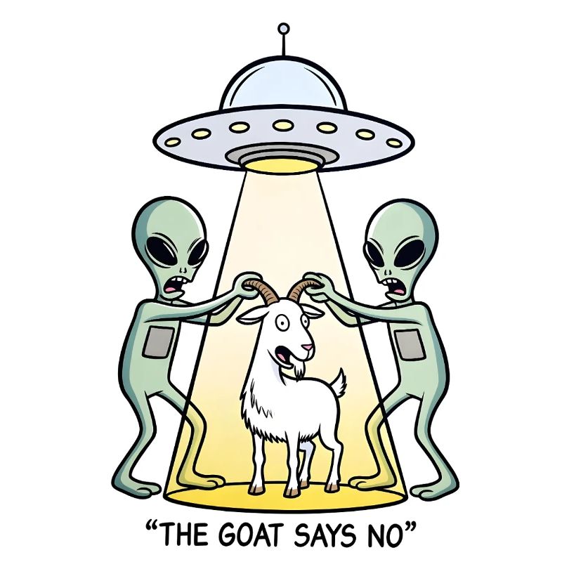 Funny Alien Kidnapping Goat