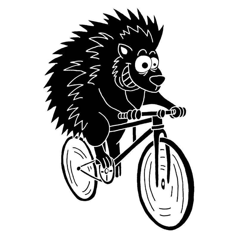 hérisson noir à vélo