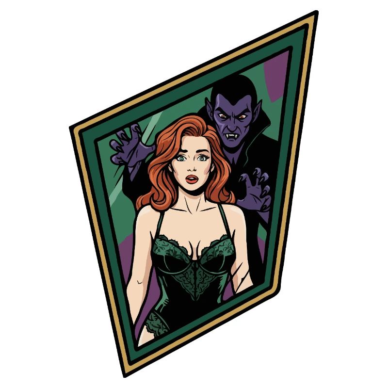 Ginger pin-up with vampire