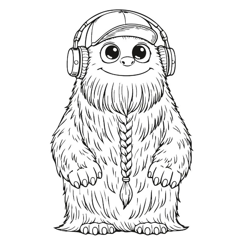 Fluffo avec tresse devant - Fluffonster design noir