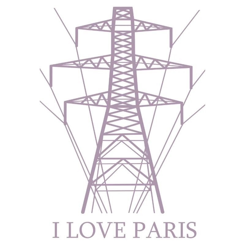 Ironisch Ich liebe Paris Eiffelturm als Strommast