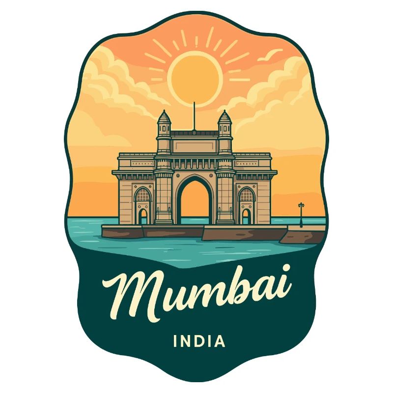 Badge rétro Sunset de la Porte d’Inde de Mumbai