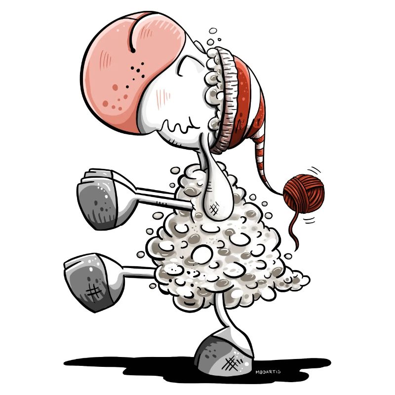 Sleepwalker sheep with sleeping cap