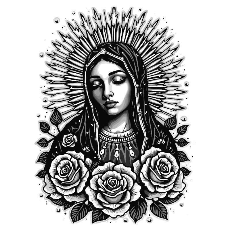 Dunkle Maria mit Rosenkranz