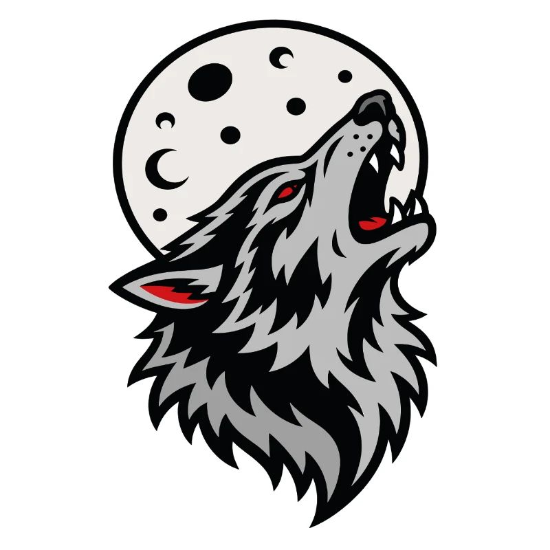 Wolf howling under the mystical full moon