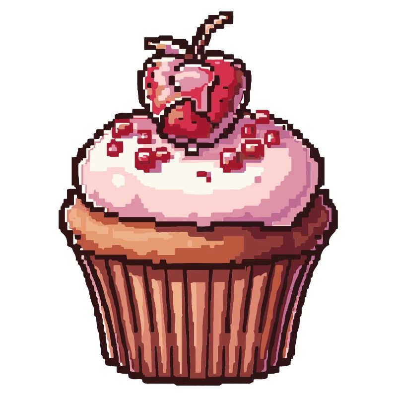 Retro Pixel Cupcake