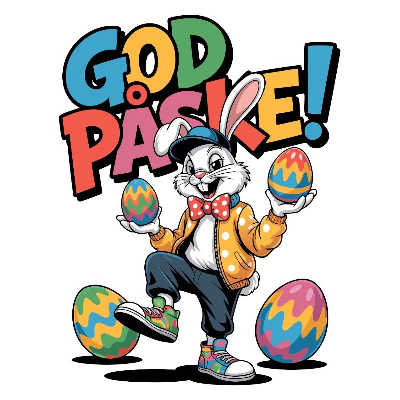 Easter bunny with colorful eggs