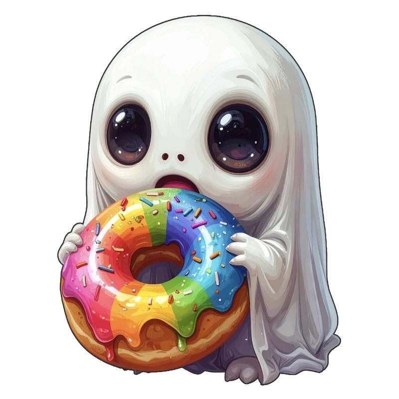 Fantôme de beignet flippant et mignon