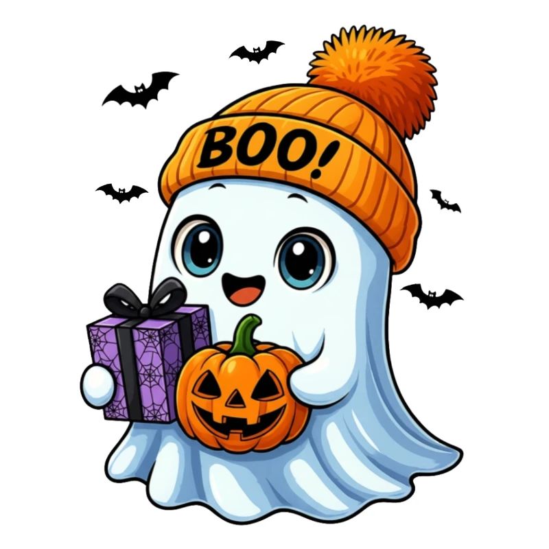 Fantôme d’Halloween mignon avec citrouille